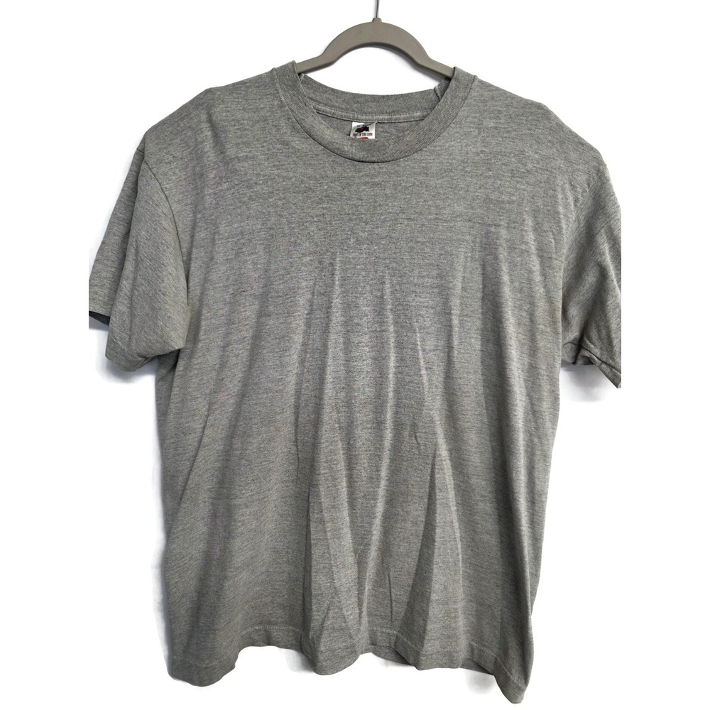 Vintage Fruit of the Loom Blank T-Shirt Mens XL Gray Single Stitch Made in USA
